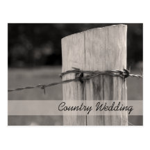 Rural Fence Post Country Wedding Announcement Postcard