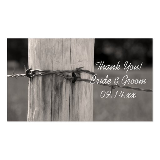 Rural Fence Post Country Wedding Favor Tags Business Cards (front side)