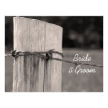 Rural Fence Post Country Wedding Flat Note Card Invites