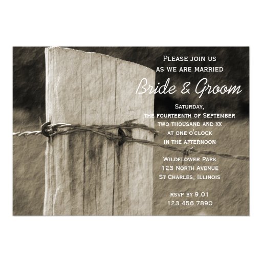 Rural Fence Post Country Wedding Invitation