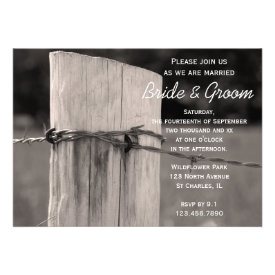 Rural Fence Post Country Wedding Invitation