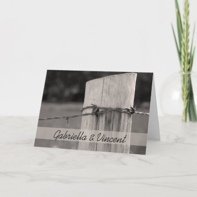 Rural Fence Post Country Wedding Invitation Card by loraseverson