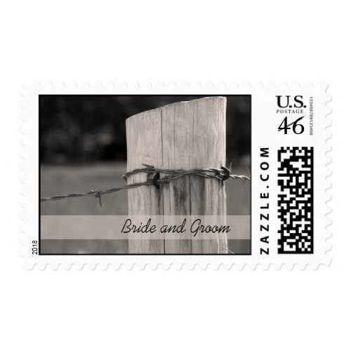 Rural Fence Post Country Wedding Postage Stamp stamp