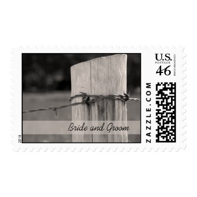 Rural Fence Post Country Wedding Postage Stamp By Loraseverson