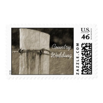 Rural Fence Post Country Wedding Postage Stamp