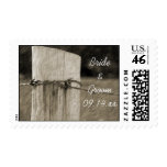 Rural Fence Post Country Wedding Postage Stamp