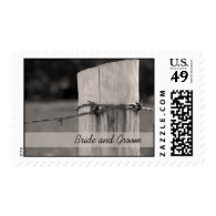 Rural Fence Post Country Wedding Postage Stamp
