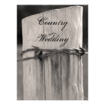 Rural Fence Post Country Wedding Program Invites