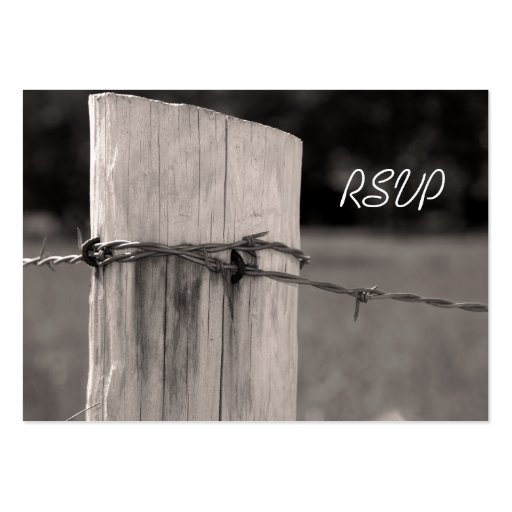 Rural Fence Post Country Wedding Response Card Business Card (front side)