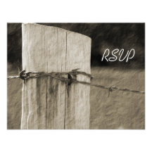 Rural Fence Post Country Wedding Response Card Personalized Invites