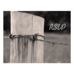 Rural Fence Post Country Wedding Response Card Invites