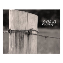 Rural Fence Post Country Wedding Response Card Invites