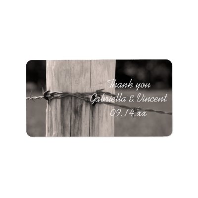 Rural Fence Post Country Wedding Thank You Label