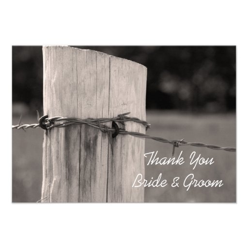 Rural Fence Post Country Wedding Thank You Note Personalized Announcement