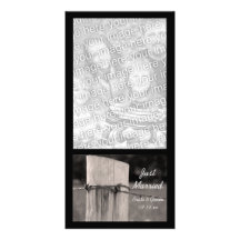 Rural Fence Post Just Married Photo Card