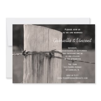 Rural Fence Post Wedding Invitation invitation