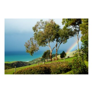 Rural Ocean View with Rainbow Print print