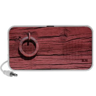 Rural Red Wood Wall & Metal Ring Portable Speaker doodle