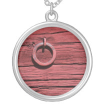 Rural Red Wooden Barn Wall Sterling Silver Jewelry