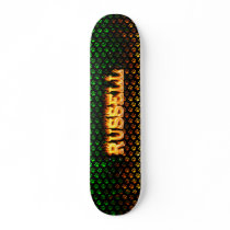 Russell skateboard fire and flames design