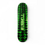 Russell skateboard green fire and flames design