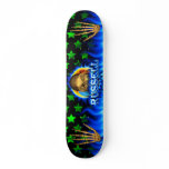 Russell skull blue fire Skatersollie skateboard