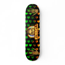 Russell skull real fire and flames skateboard desi