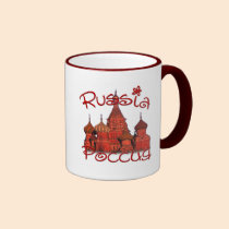 Russia Россия (with cathedral) mugs
