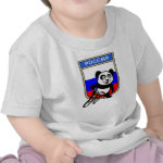 This darling little panda bear is too cute! Panda stands astride a bicycle in front of a shield of the flag of Russia in this adorable design for bikers & cyclers! What a cute design for anyone that races bikes or wants to support the Russian cycling team!