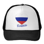 Russia Flag Heart Trucker Hats