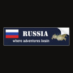 Russia Flag Map Text Bumper Sticker