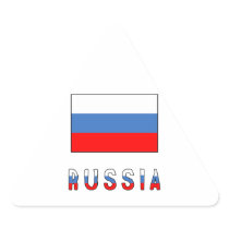 Russia Flag & Word Triangle Sticker