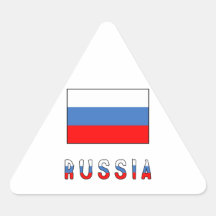 Russia Flag & Word Triangle Sticker