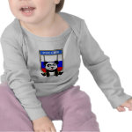 This adorable little panda is too cute! He's featured in front of a flag from Russia and getting ready to do a gymnastics routine on the rings. This cute design is perfect for gymnasts and gymnastics fans.