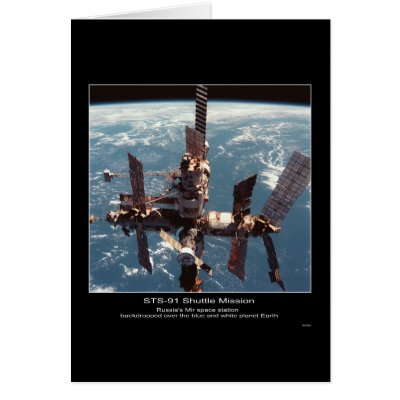 Russia’s Mir Space Station over planet Earth Card by Space_Exploration