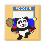 This adorable little panda loves to get out on the court and hits some balls. Panda plays in front of a large flag of Russia. This is a great design for anyone who loves to play tennis, watch tennis or just loves cute pandas.