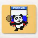 This adorable little panda loves to get out on the court and hits some balls. Panda plays in front of a large flag of Russia. This is a great design for anyone who loves to play tennis, watch tennis or just loves cute pandas.