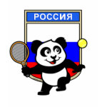 This adorable little panda loves to get out on the court and hits some balls. Panda plays in front of a large flag of Russia. This is a great design for anyone who loves to play tennis, watch tennis or just loves cute pandas.