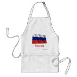 Russia Waving Flag with Name in Russian aprons