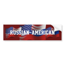 Russian-American Waving Flag Bumper Sticker