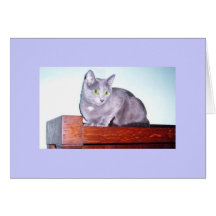 Russian Blue cat photo on blank card
