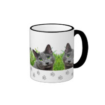 Russian Blue Cat Ringer Mug