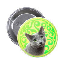 Russian Blue Cat  Round Button