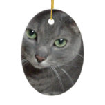 Russian Blue Gray Cat Christmas Tree Ornament