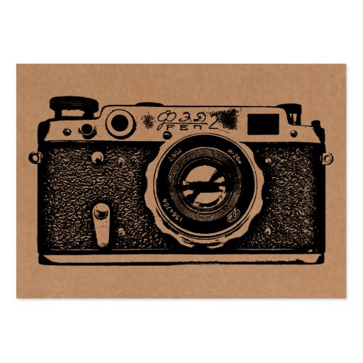 Russian Camera - Black on Cardboard Tex Business Card (front side)