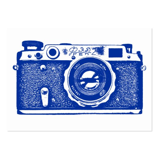 Russian Camera - Navy Blue on White Business Card (front side)