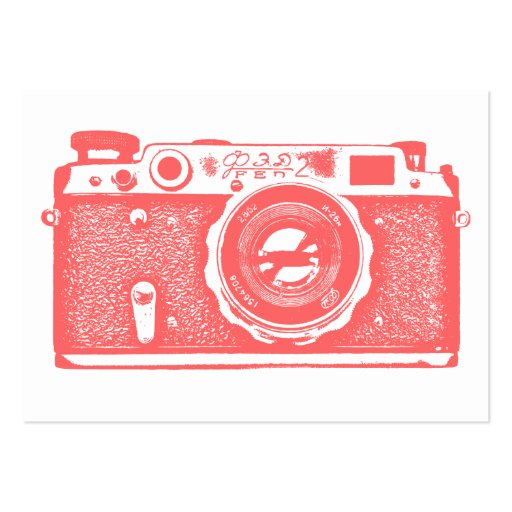 Russian Camera - Tropical Pink on White Business Card (front side)