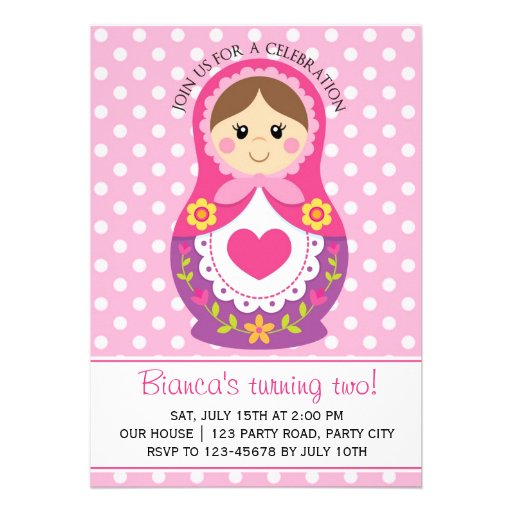 Russian Doll Invitation - Matryoshka Girl Birthday