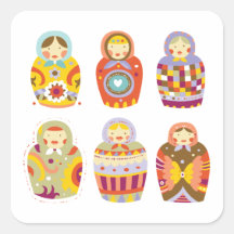 Russian Dolls Square Sticker