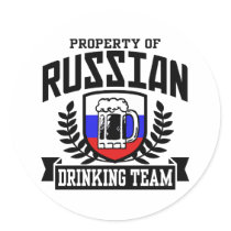 Russian Drinking Team Round Stickers